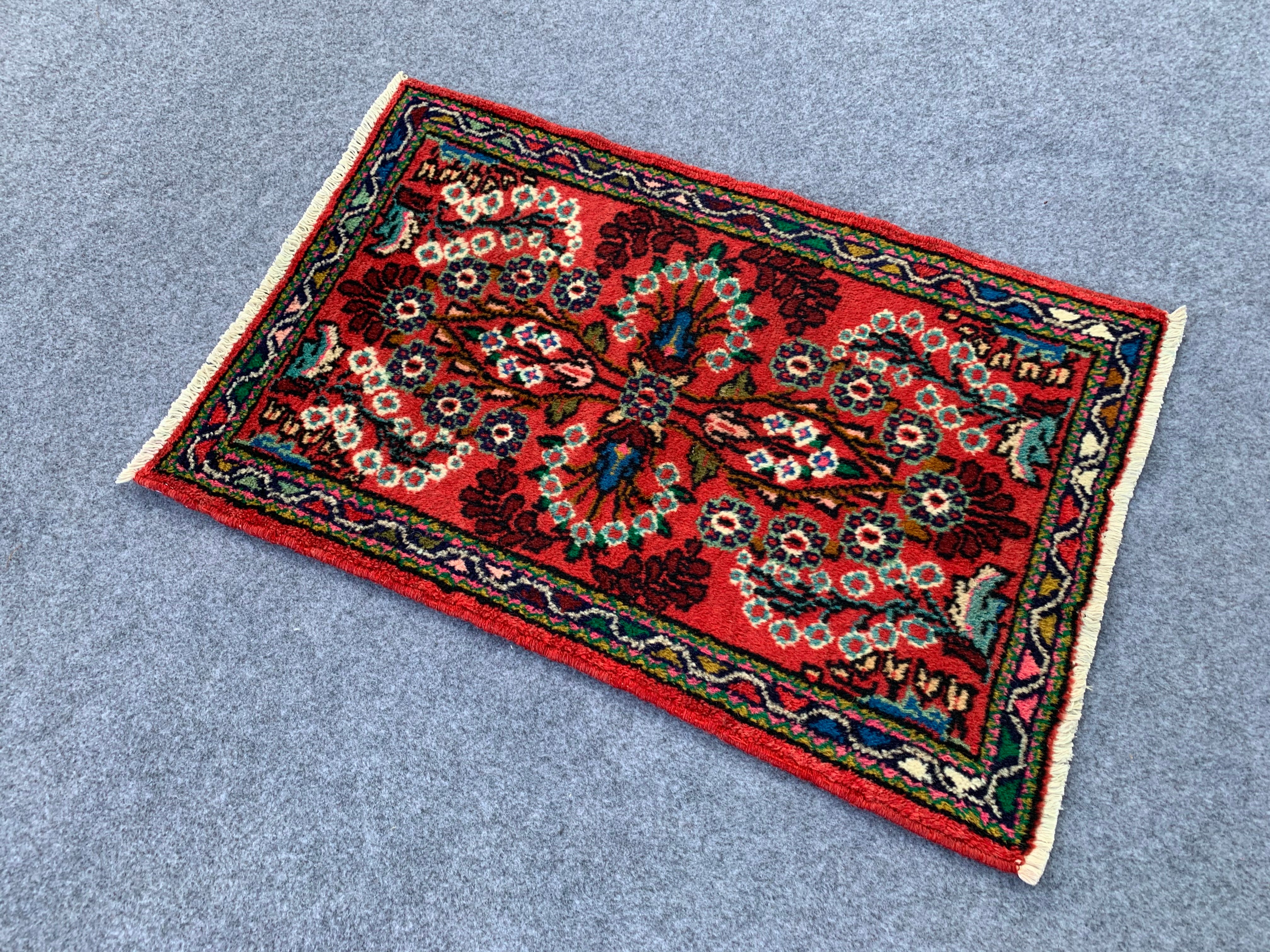 2.9' x 1.9' Authentic Persian Hamadan Hand Knotted Finest Wool Small Area Rug BR1044