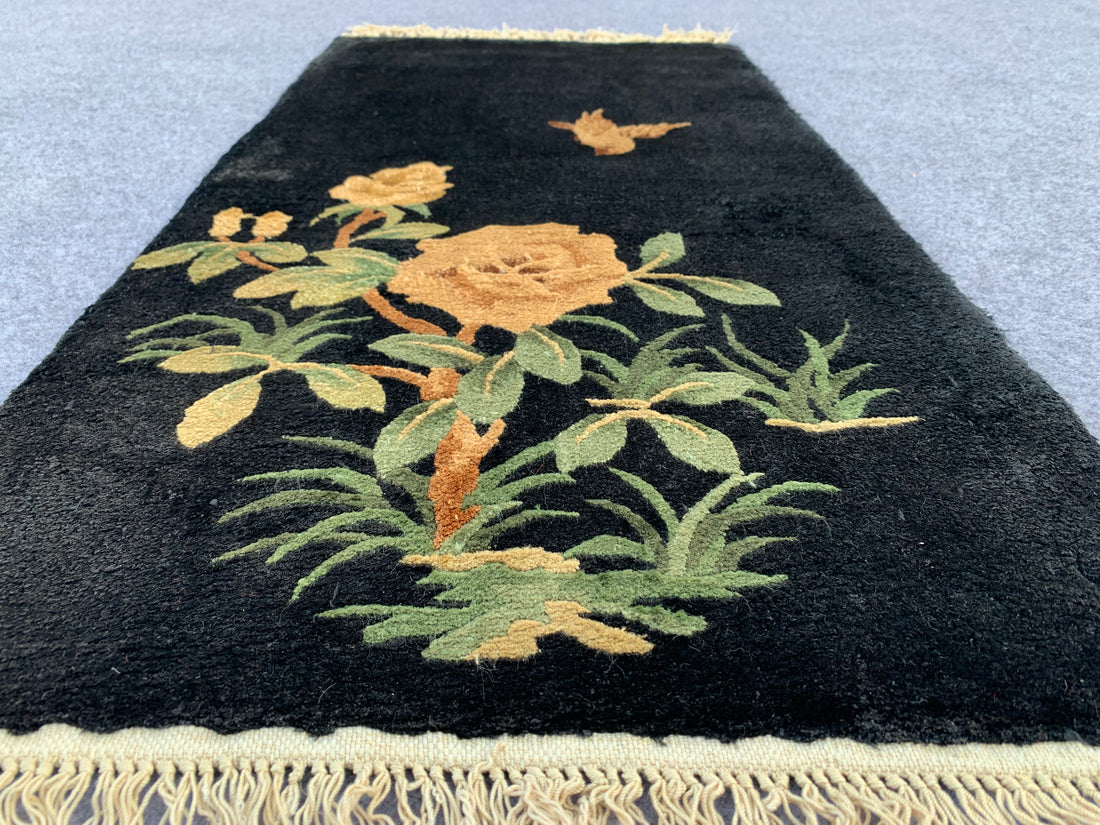 3.0' x 1.6' Ft. Authentic Vintage Chinese Hand Knotted Gabbah SILK Area Rug BR0147