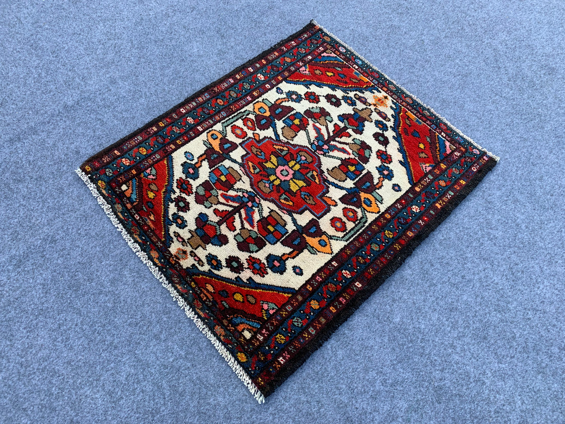 2.6' x 2.2' Ft. Authentic Persian Hamadan Hand Knotted Small Finest Wool Area Rug BR1054