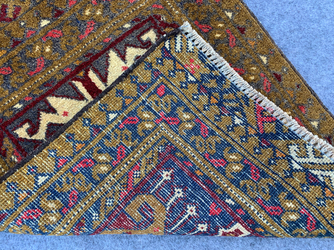 2.3' x 1.9' Authentic Vintage Afghan Hand Knotted Turkmen Small Area Rug BR1064