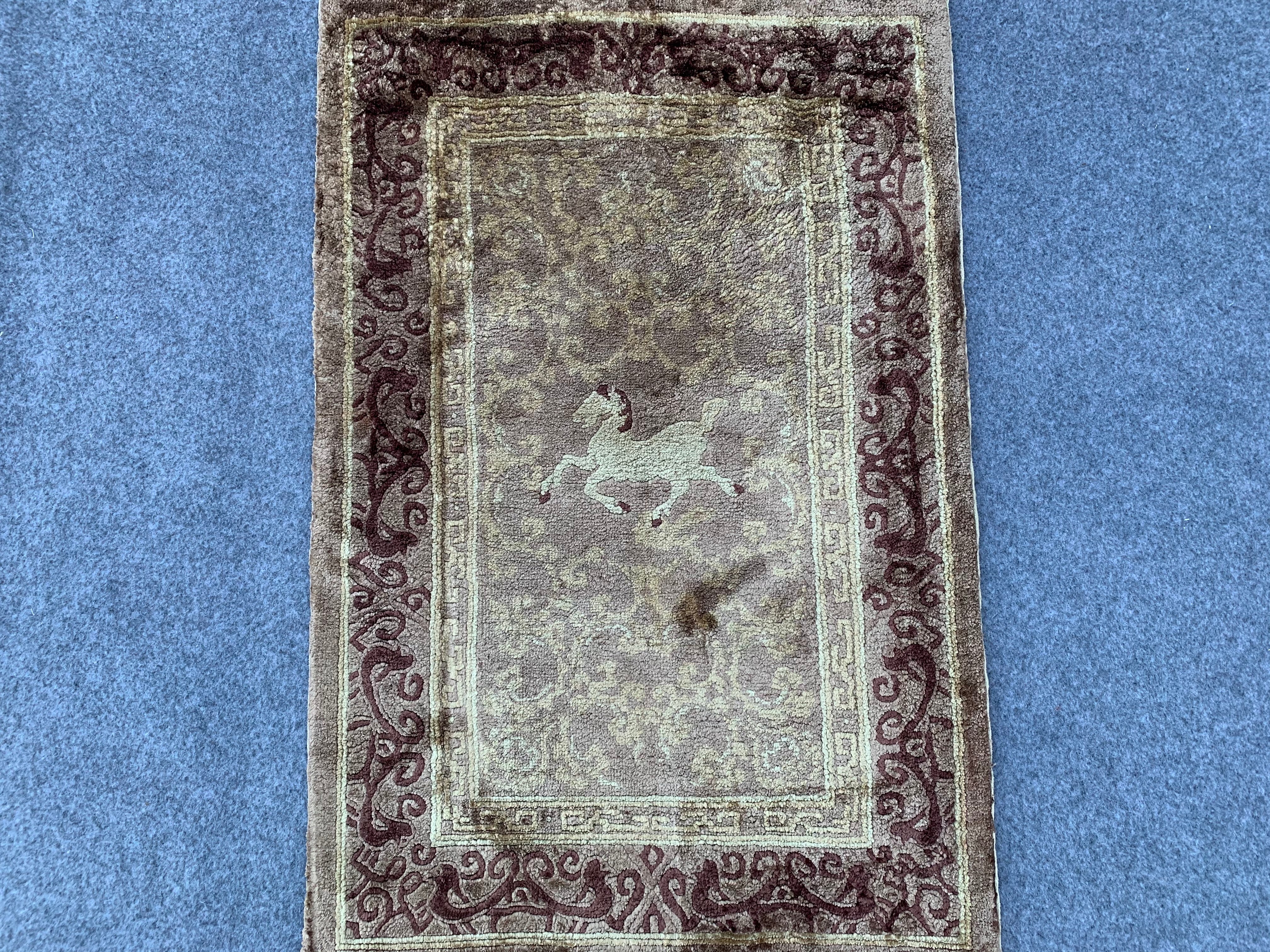 3.0' x 2.0' Ft. Authentic Vintage Chinese Hand Knotted SILK Gabbah Area Rug 3.0' x 2.0' BR1067