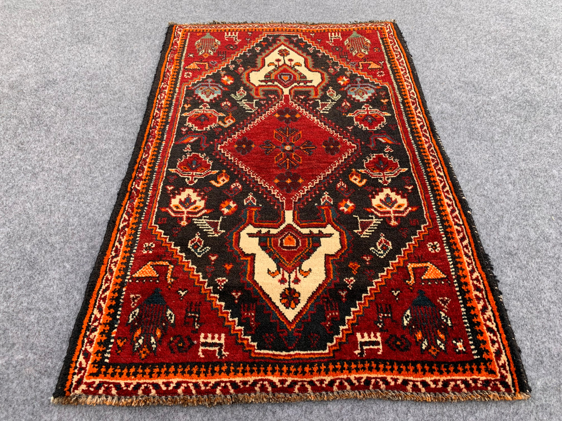 2.1' x 1.1' Ft. Authentic Persian Shairazi Hand Knotted Finest Wool Small Area Rug BR1068