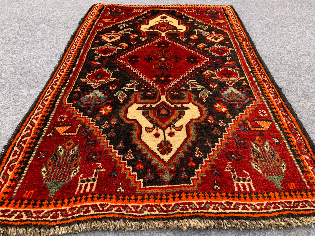 2.1' x 1.1' Ft. Authentic Persian Shairazi Hand Knotted Finest Wool Small Area Rug BR1068