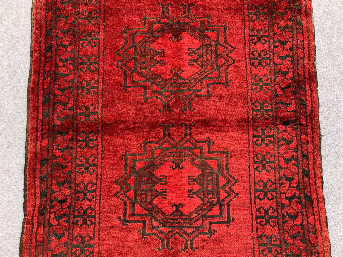 3.2' x 2.6' Ft. Authentic Afghan Turkmen Hand Knotted Afghan Finest Wool Small Area Rug - BR1080