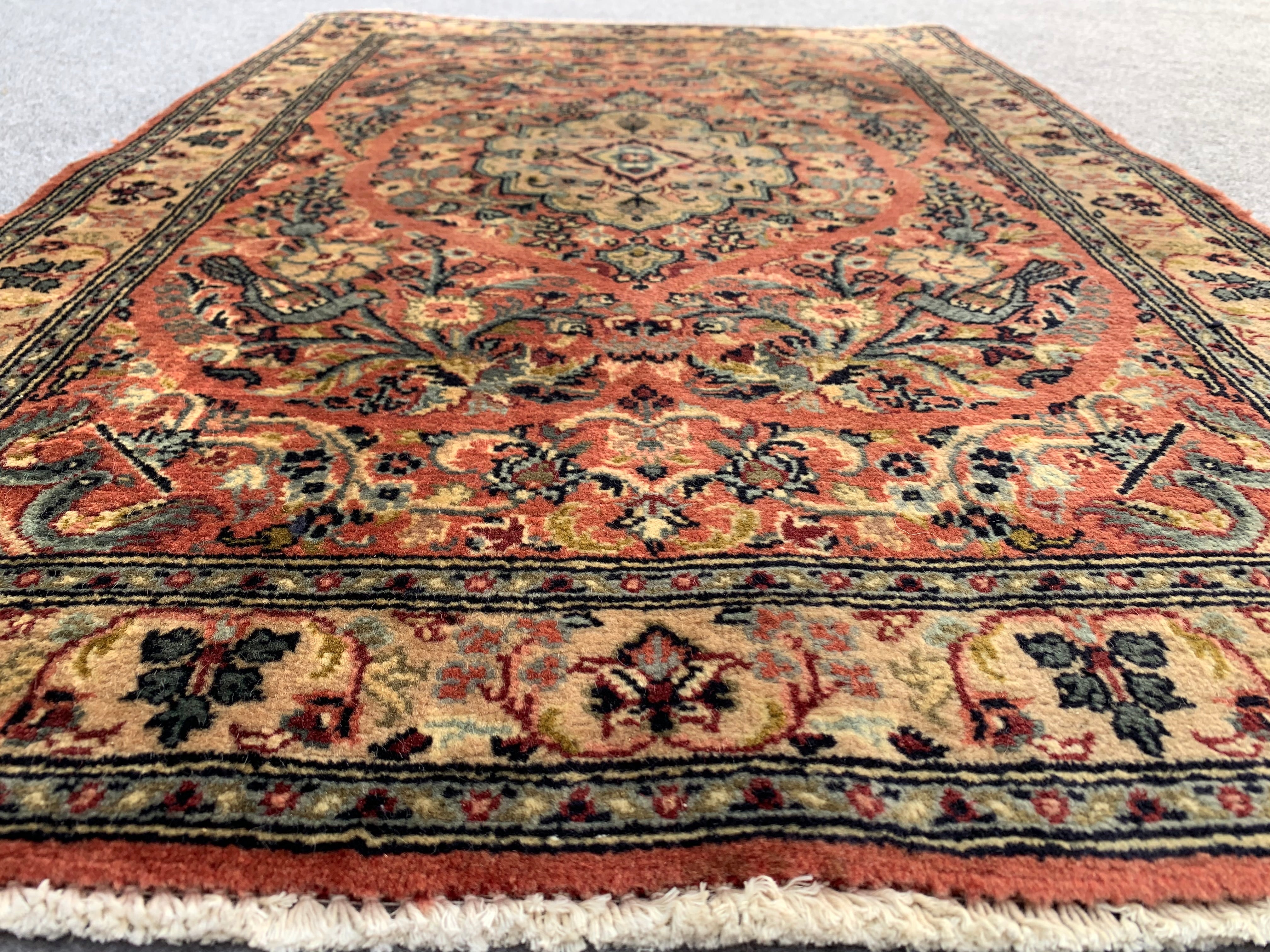 3.2' x 2.2' Ft. Authentic Persian Badam Gul Hand Knotted Small Wool Area Rug BR1082