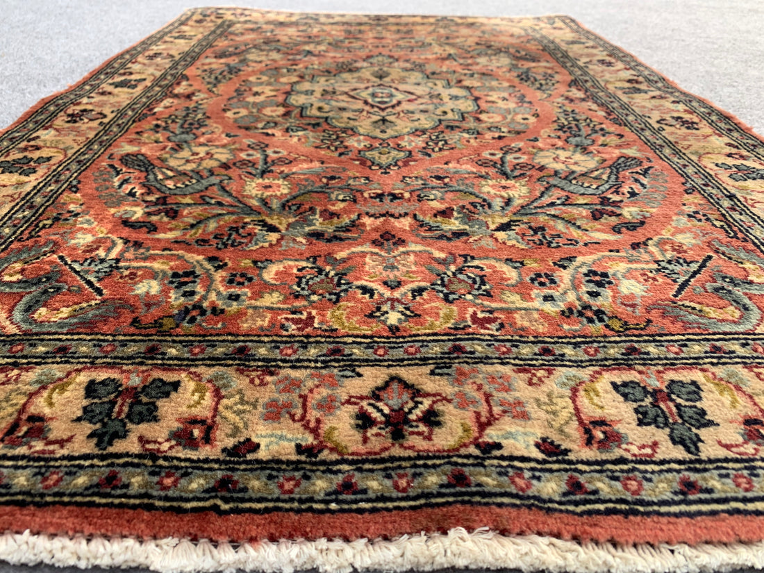 3.2' x 2.2' Ft. Authentic Persian Badam Gul Hand Knotted Small Wool Area Rug BR1082