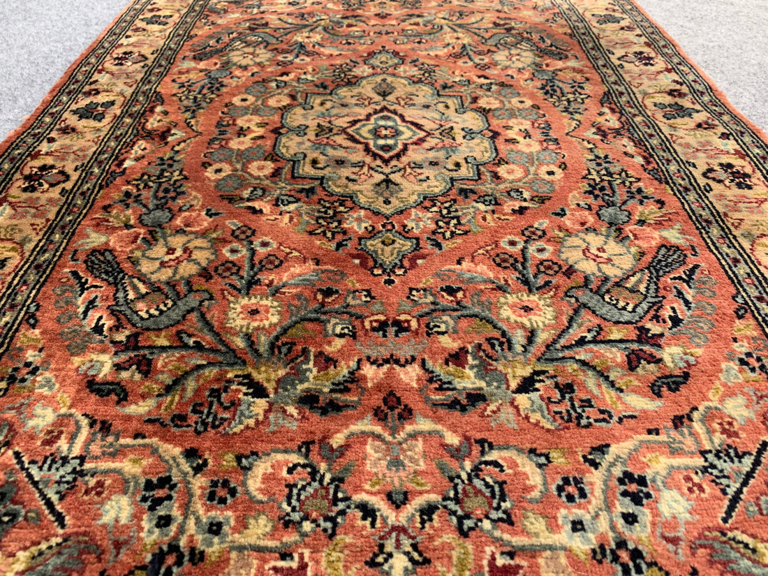 3.2' x 2.2' Ft. Authentic Persian Badam Gul Hand Knotted Small Wool Area Rug BR1082