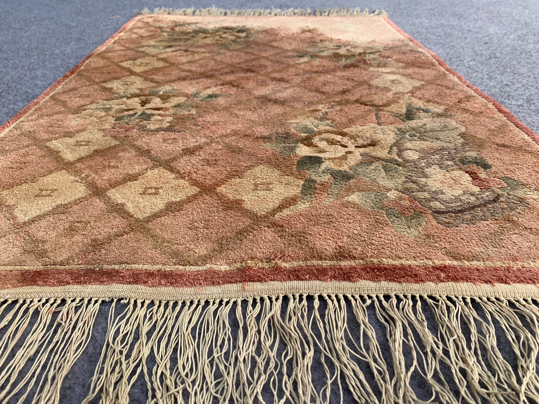 3.1' x 2.1' Ft. Authentic Vintage Hand Knotted Chinese Gabbah Small Fine Wool Area Rug BR1084