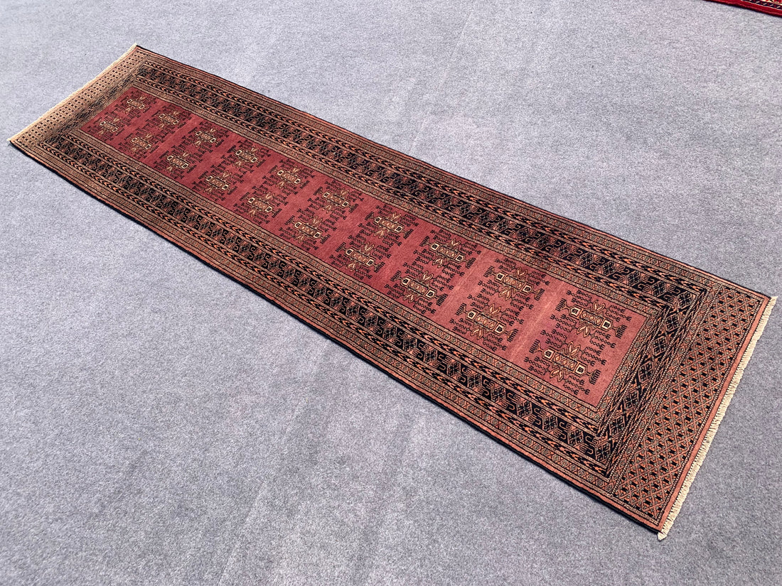 10.2' x 2.8' Ft. Vintage Pakistani Jhaldar Hand Knotted Fine Wool Runner / Rug BR1267