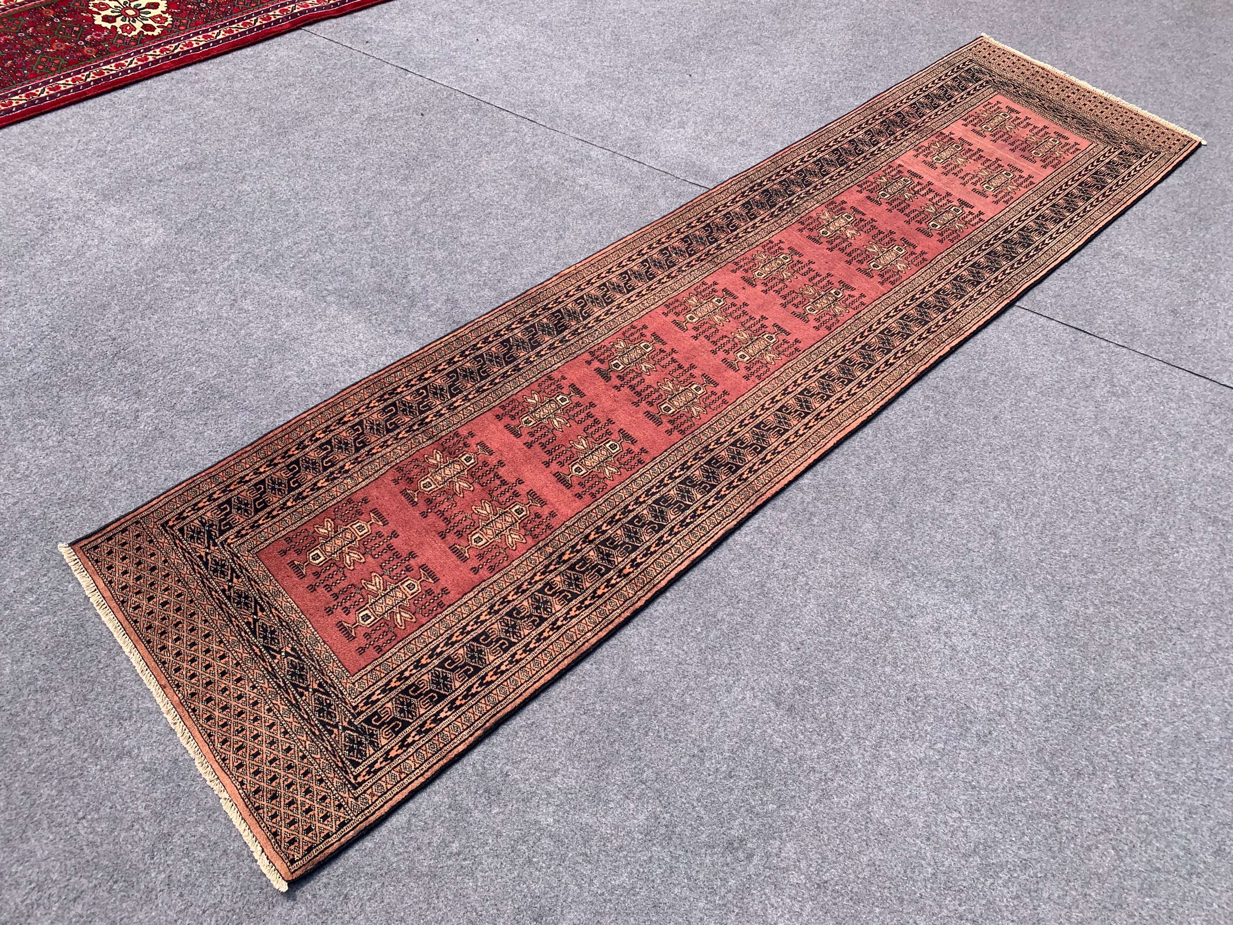 10.2' x 2.8' Ft. Vintage Pakistani Jhaldar Hand Knotted Fine Wool Runner / Rug BR1267