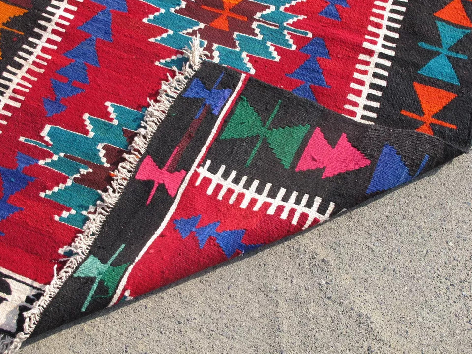 9.9' x 3.6' Bright/Vibrant Persian Anatolian Kilim Hand Knotted Wool Runner / Rug BR1278