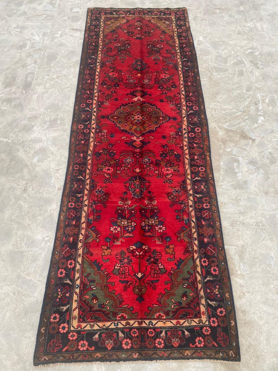 10.9' x 3.5' Ft. Authentic Persian Hamadan Tribal Hand Knotted Fine Wool Runner / Rug BR133