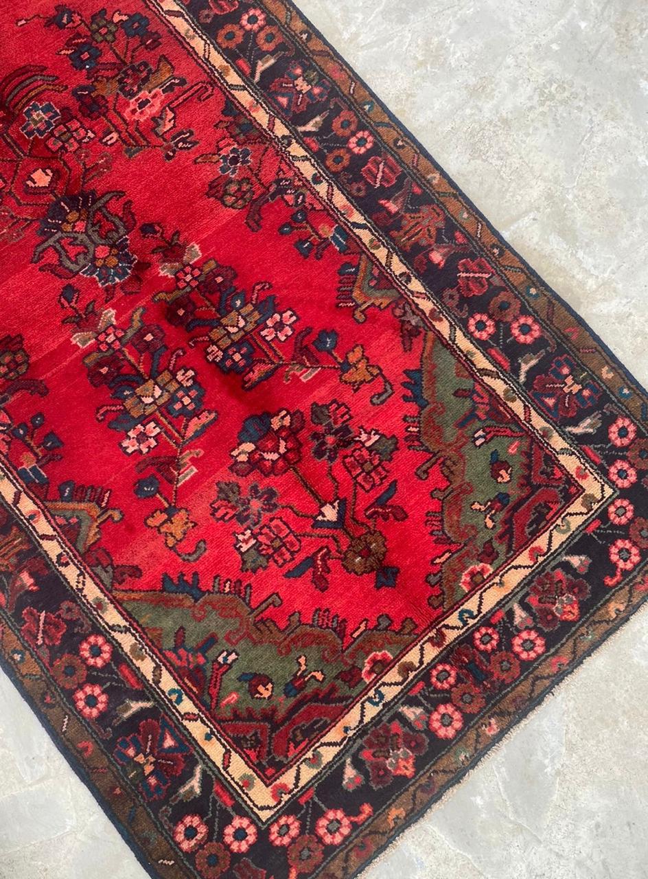 10.9' x 3.5' Ft. Authentic Persian Hamadan Tribal Hand Knotted Fine Wool Runner / Rug BR133