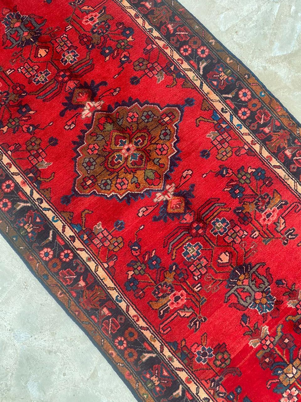 10.9' x 3.5' Ft. Authentic Persian Hamadan Tribal Hand Knotted Fine Wool Runner / Rug BR133