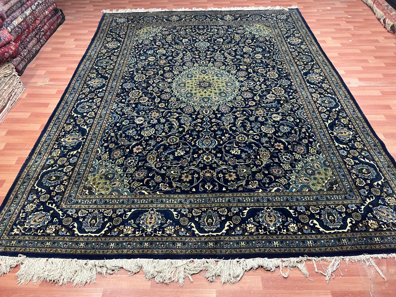 12.8' x 10' Authentic Vintage Persian Kashan Hand Knotted Wool Area Rug - BR134