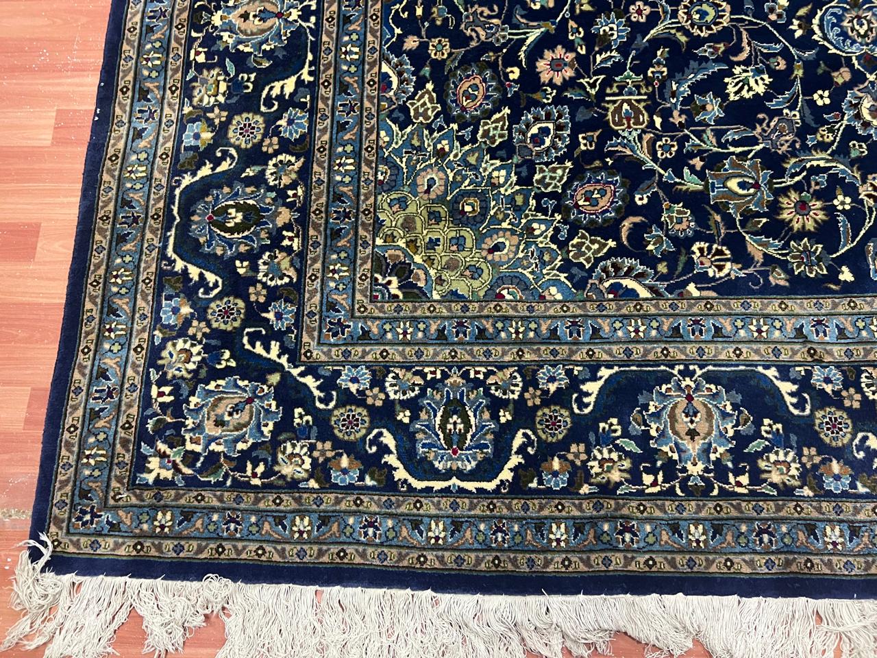 12.8' x 10' Authentic Vintage Persian Kashan Hand Knotted Wool Area Rug - BR134