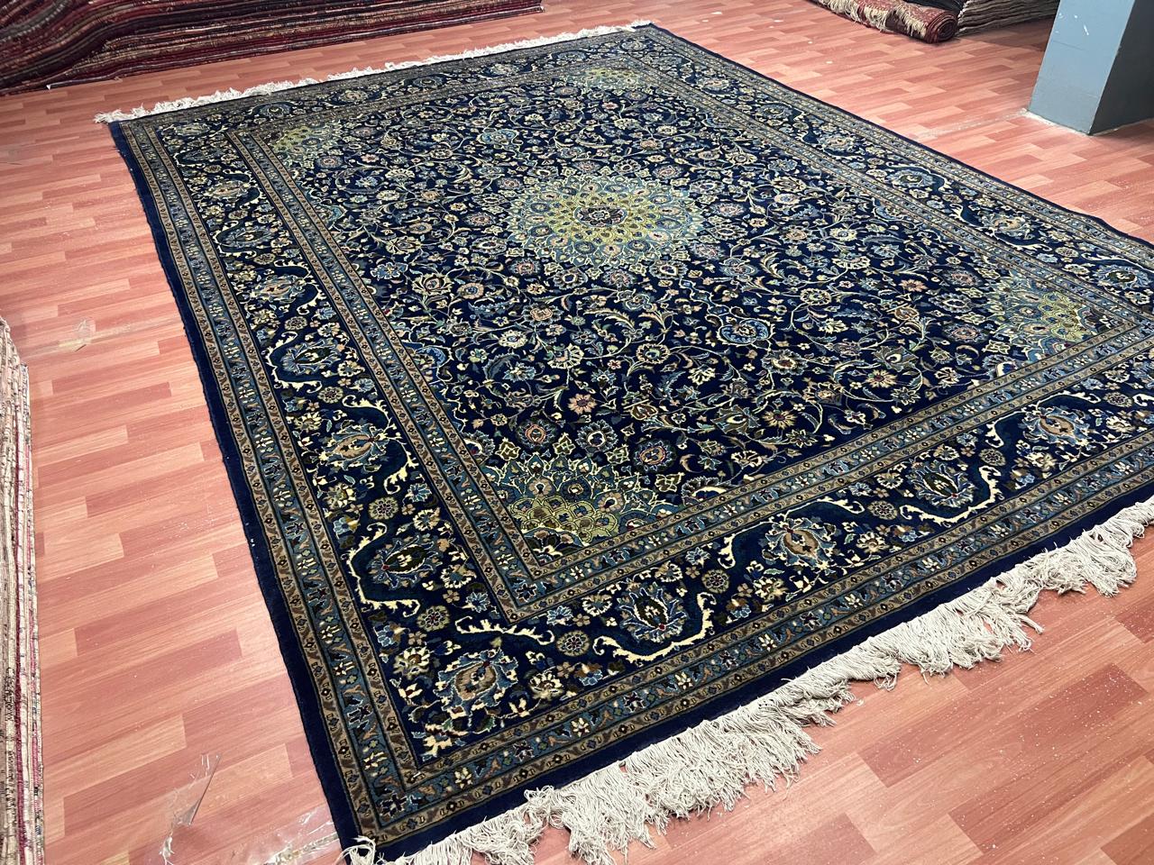 12.8' x 10' Authentic Vintage Persian Kashan Hand Knotted Wool Area Rug - BR134