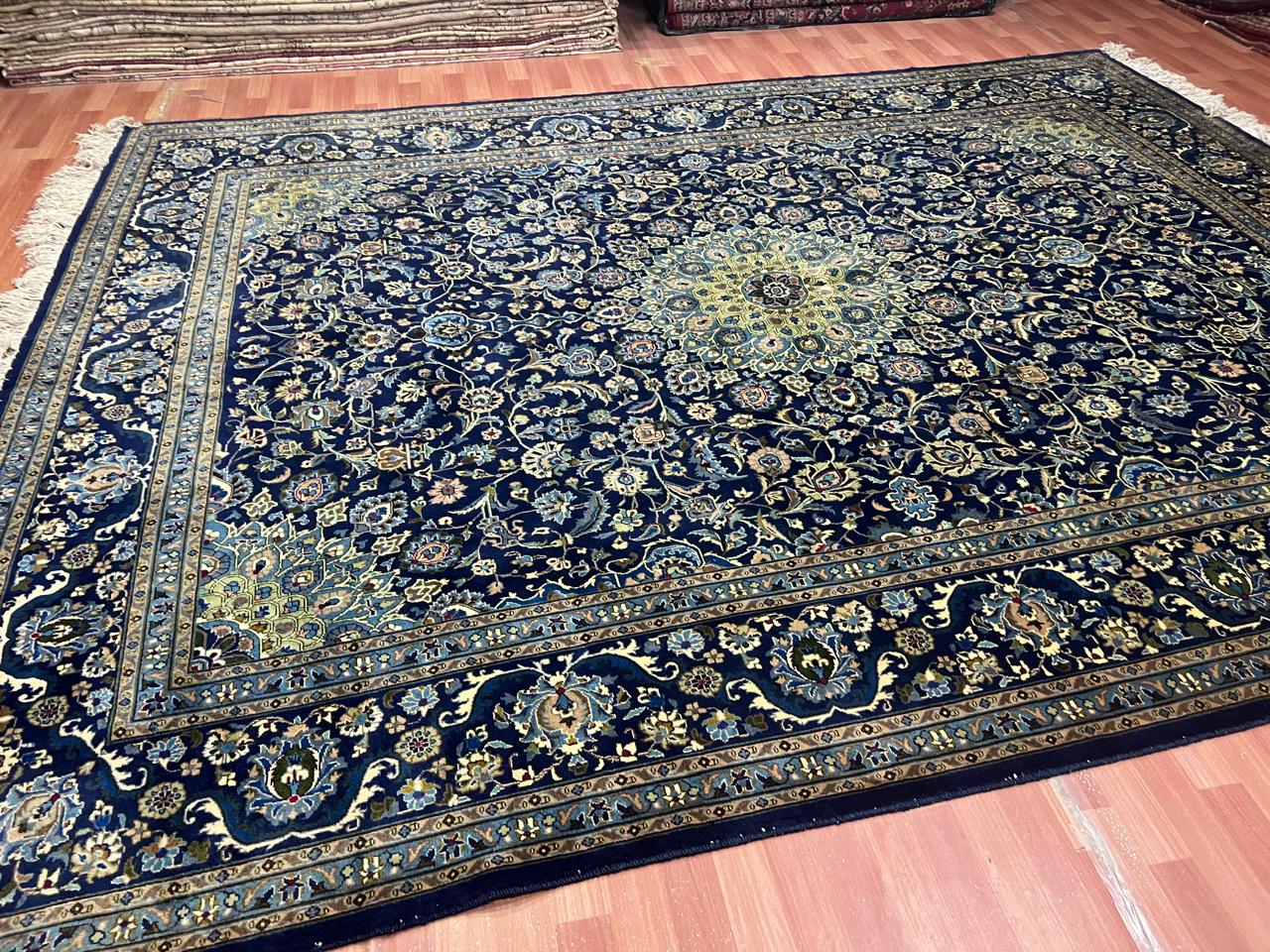 12.8' x 10' Authentic Vintage Persian Kashan Hand Knotted Wool Area Rug - BR134