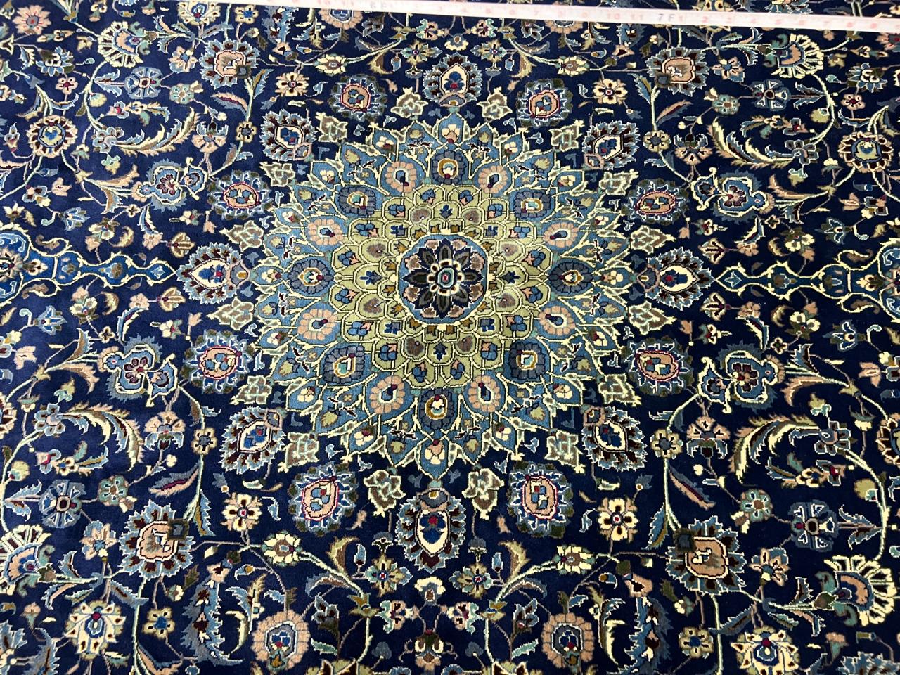 12.8' x 10' Authentic Vintage Persian Kashan Hand Knotted Wool Area Rug - BR134