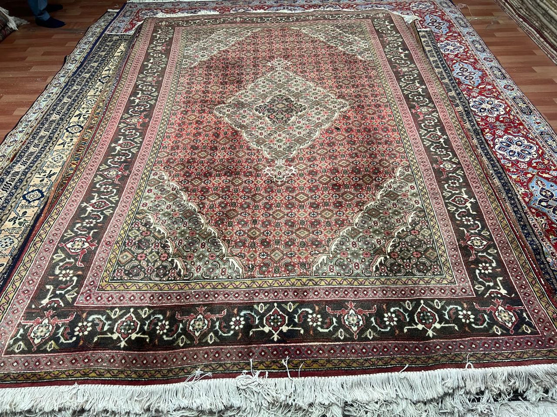 10' x 7' Spectacular Rare Authentic Wool & Silk Vintage Persian Tabriz Mahi Hand Knotted Area Rug - BR145