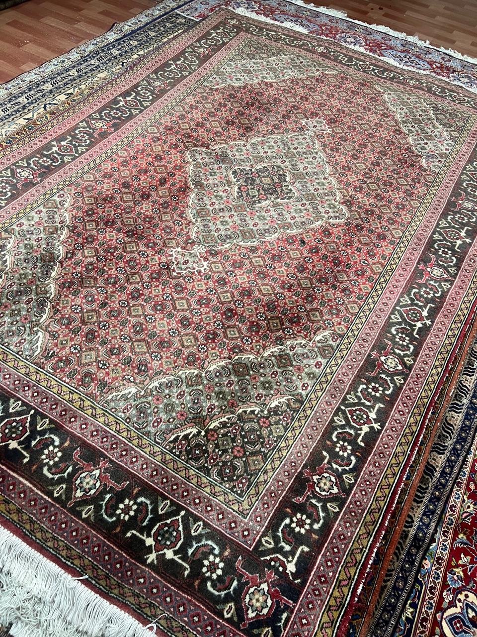 10' x 7' Spectacular Rare Authentic Wool & Silk Vintage Persian Tabriz Mahi Hand Knotted Area Rug - BR145