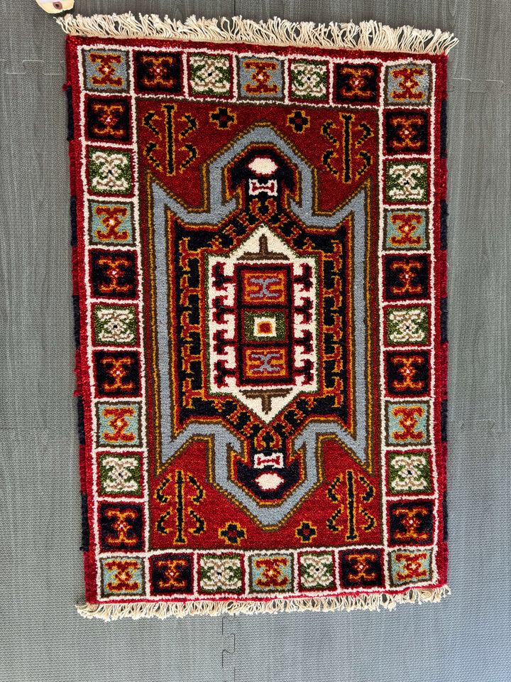 3' x 2' Ft. Authentic Indian Southwestern Design Hand Knotted Veg Dyed Hand Spun Wool Small Area Rug BR0146