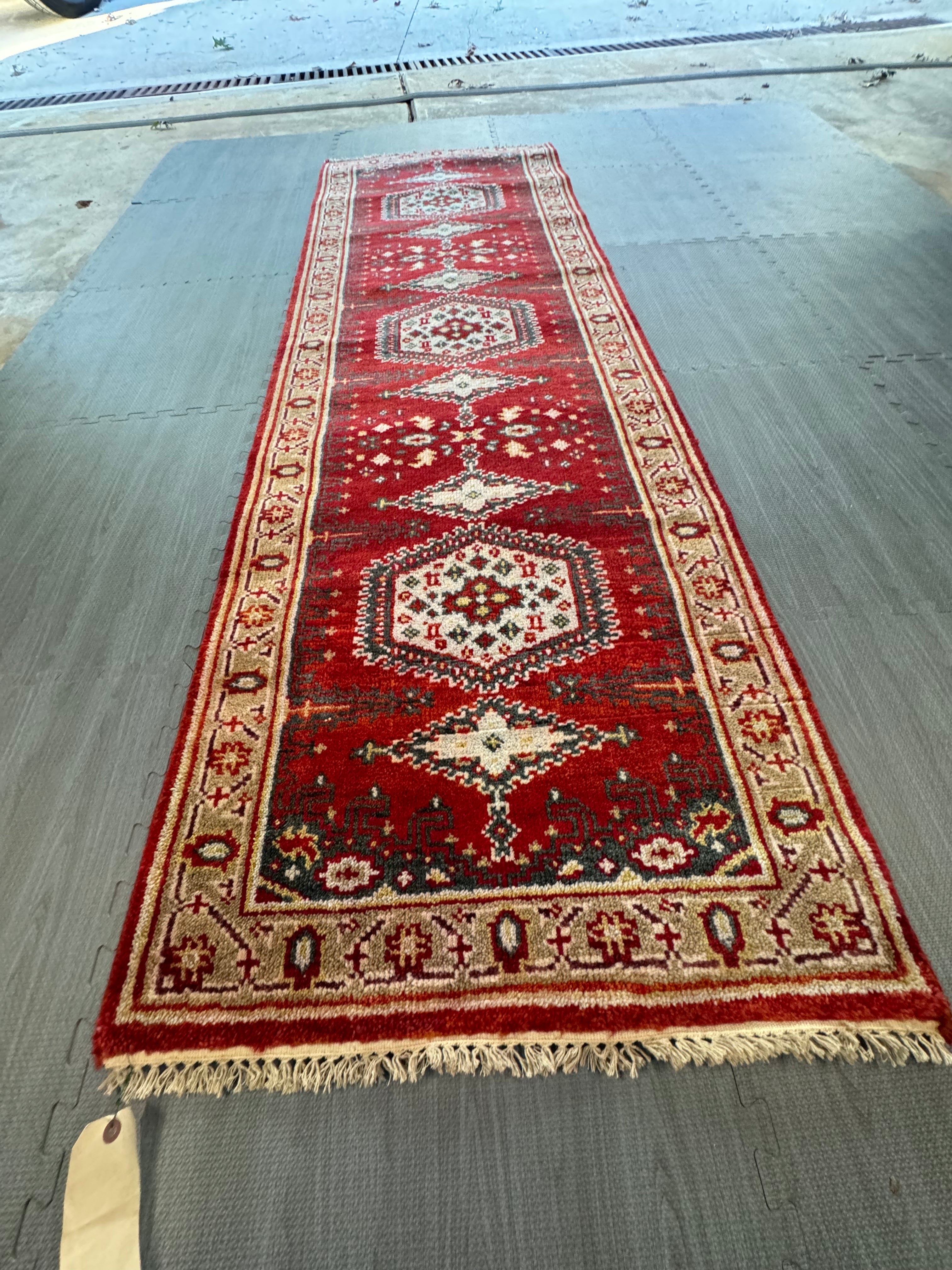 8' x 2.7' Turkish Caucasian Southwestern Geometric Design Vegetable Dyed Runner / Rug BR0156