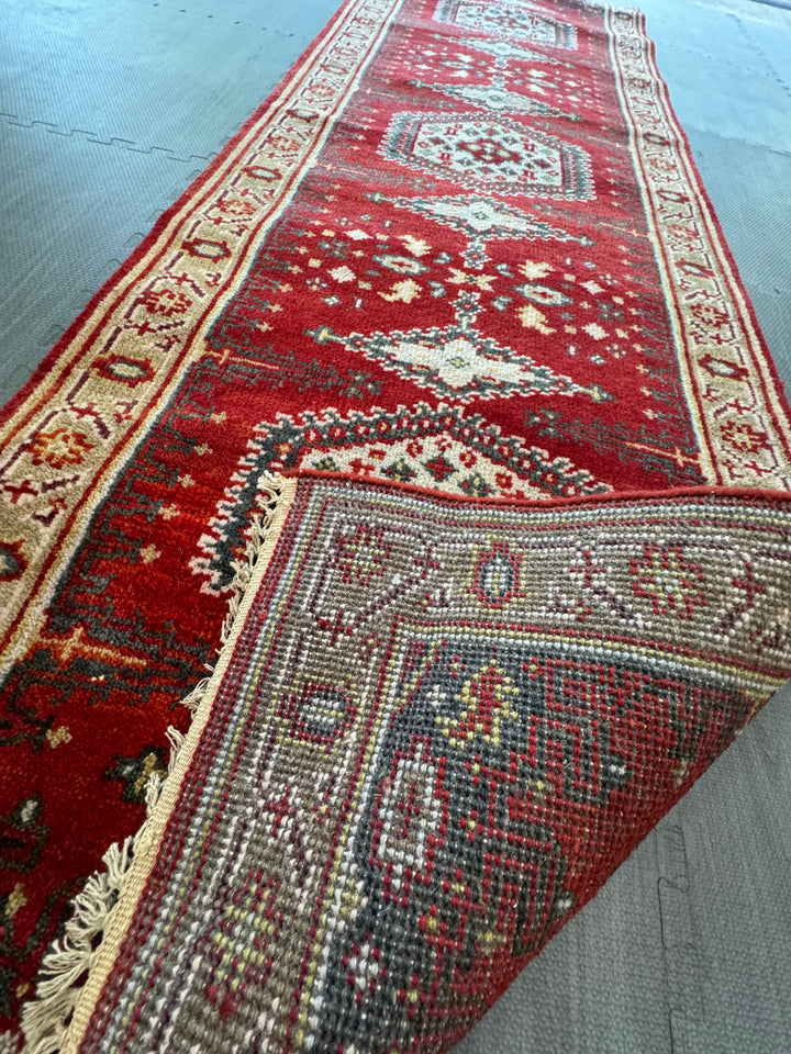 8' x 2.7' Turkish Caucasian Southwestern Geometric Design Vegetable Dyed Runner / Rug BR0156