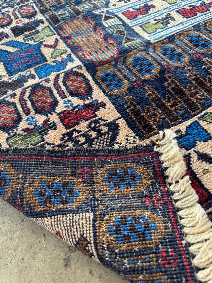 7' x 4' Authentic Vintage Afghan Zakani War Tank Balouch Hand Knotted Wool Area Rug BR0161