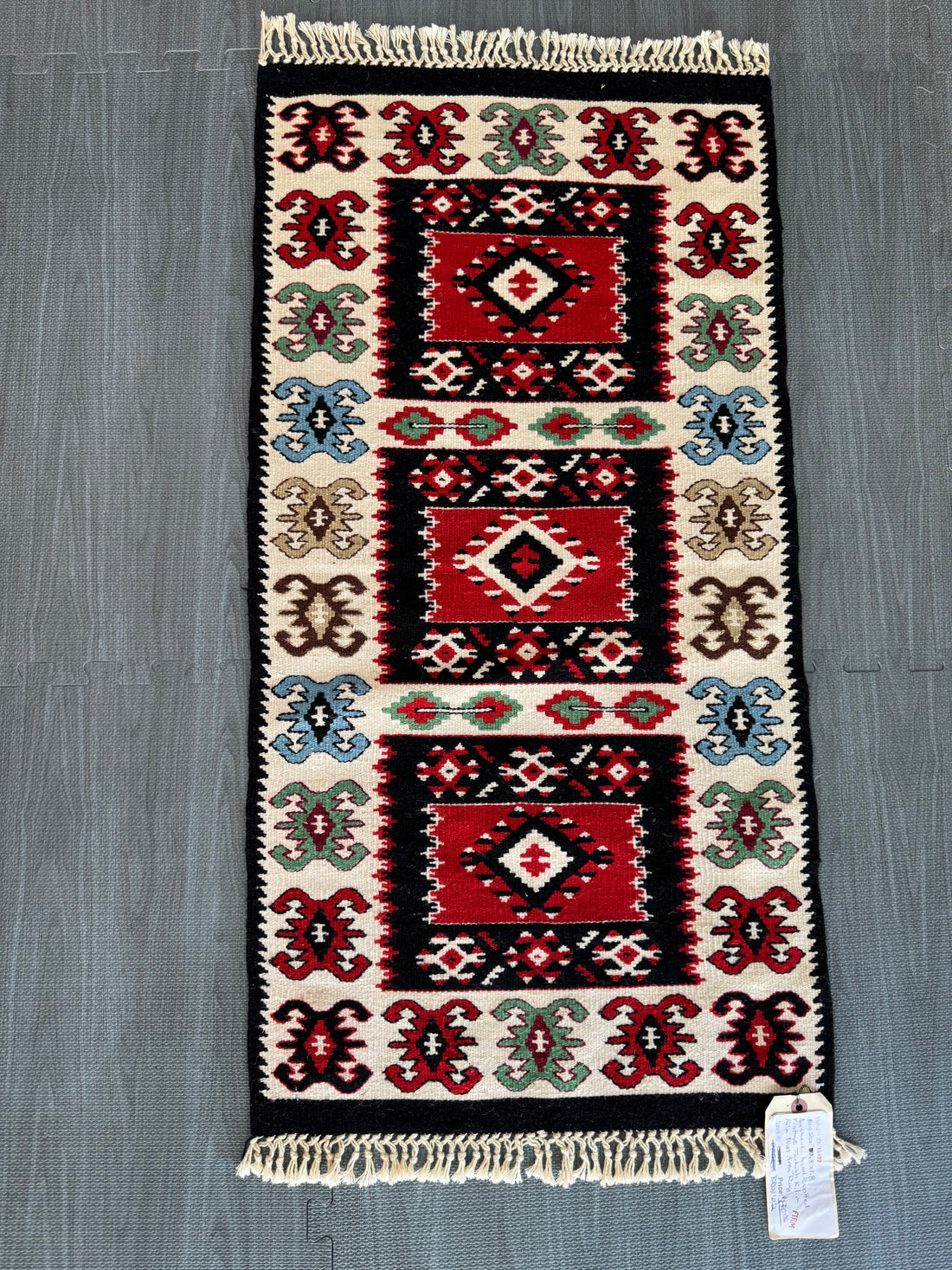 3.3' x 1.8' Authentic Hand Knotted Vintage Turkish Kilim Wool Small Area Rug BR0162