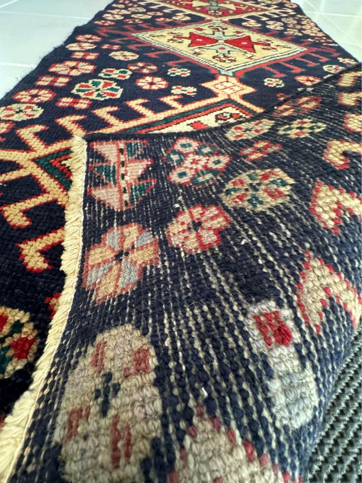 9.8' x 2.1' Authentic Turkish Anatolian Geometric Nomadic Hand Knotted Wool Runner / Rug BR0172