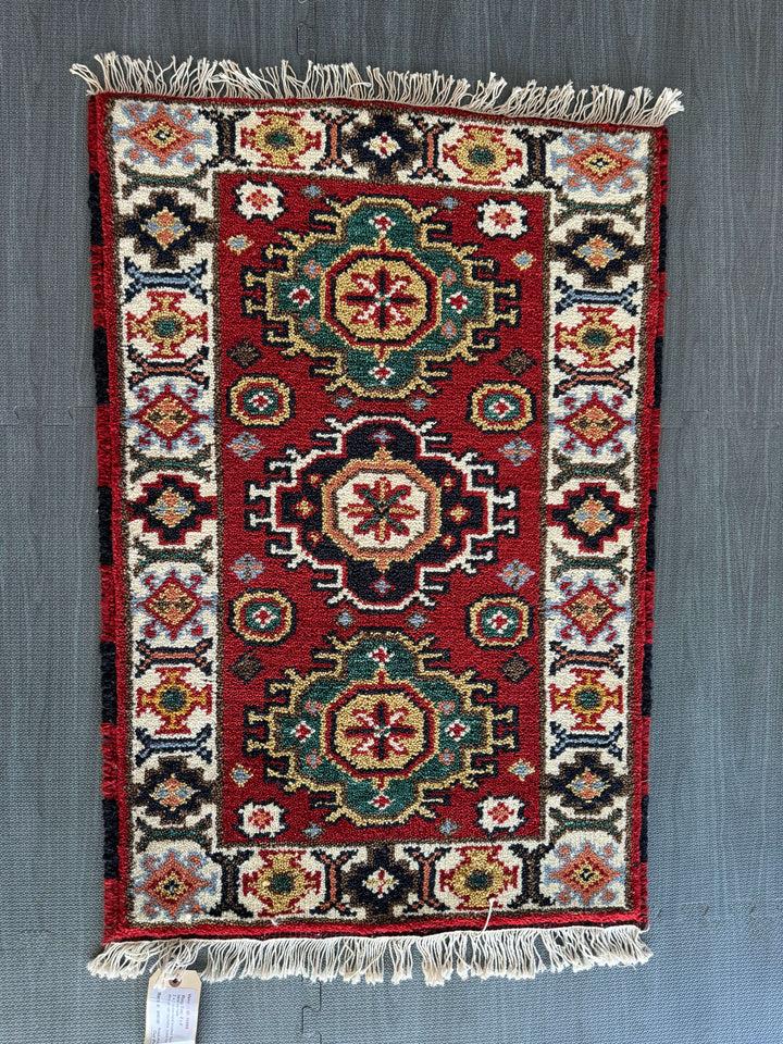 3' x 2' Ft. Authentic Indian Southwestern Design Hand Knotted Veg Dyed Hand Spun Wool Small Area Rug BR0180