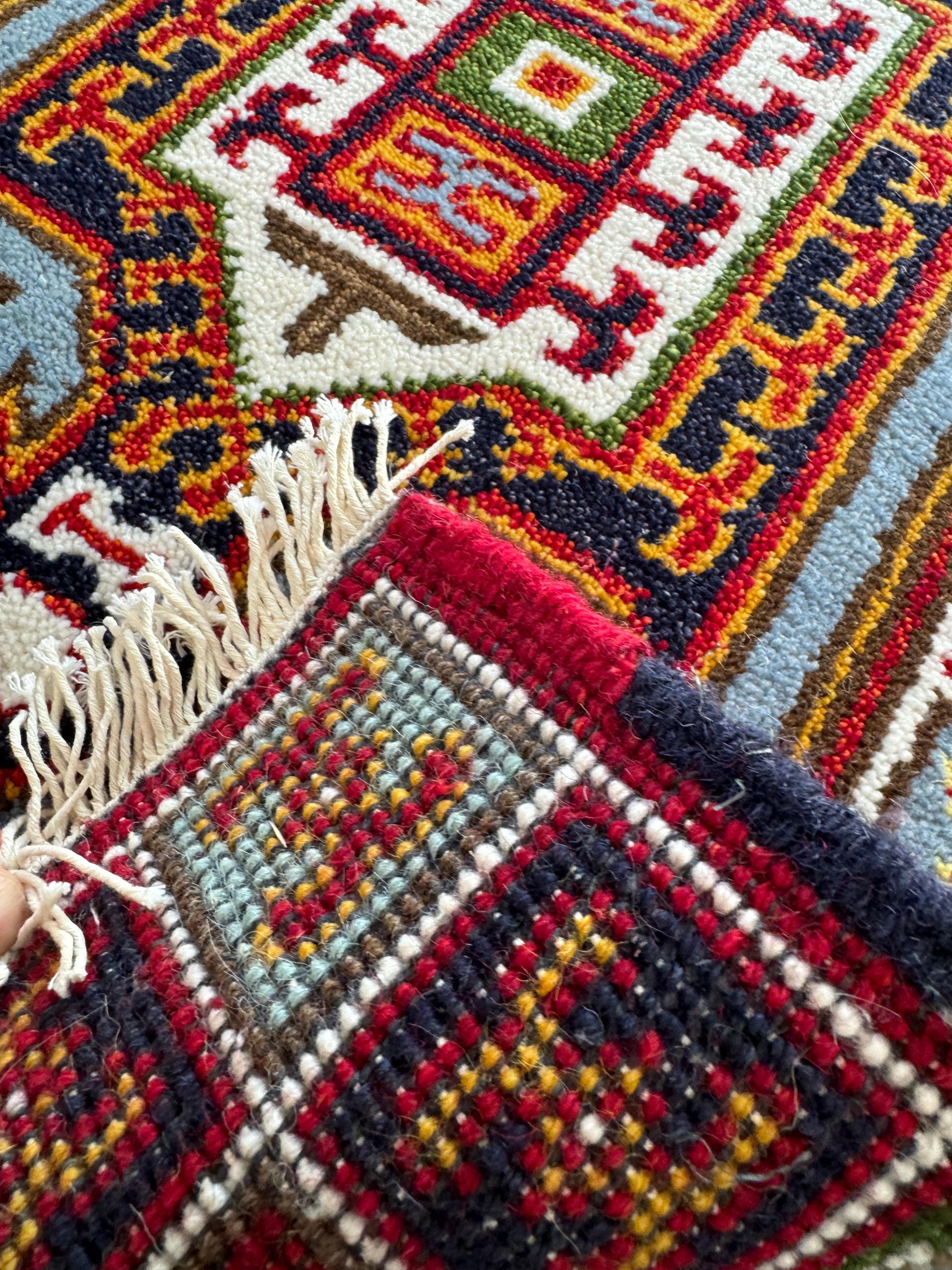 3' x 2' Ft. Authentic Indian Southwestern Design Hand Knotted Veg Dyed Hand Spun Wool Small Area Rug BR0182