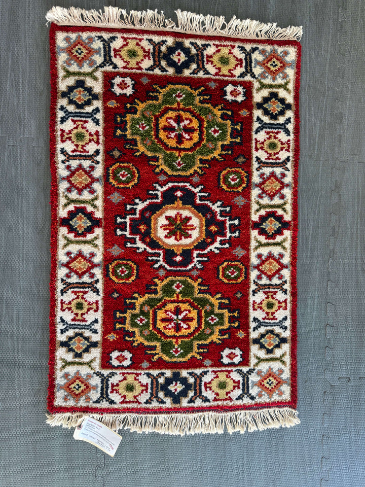 3' x 2' Ft. Authentic Indian Southwestern Design Hand Knotted Veg Dyed Hand Spun Wool Small Area Rug BR183A