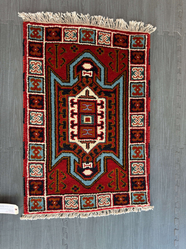 3' x 2' Ft. Authentic Indian Southwestern Design Hand Knotted Veg. Dyed Wool Small Area Rug BR0184