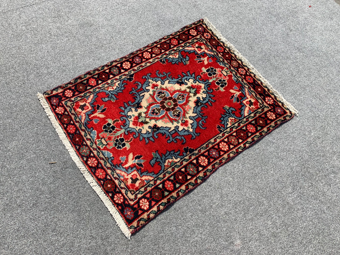 2.8' x 2.1' Ft. Authentic Persian Hamadan Hand Knotted Small Wool Area Rug BR189