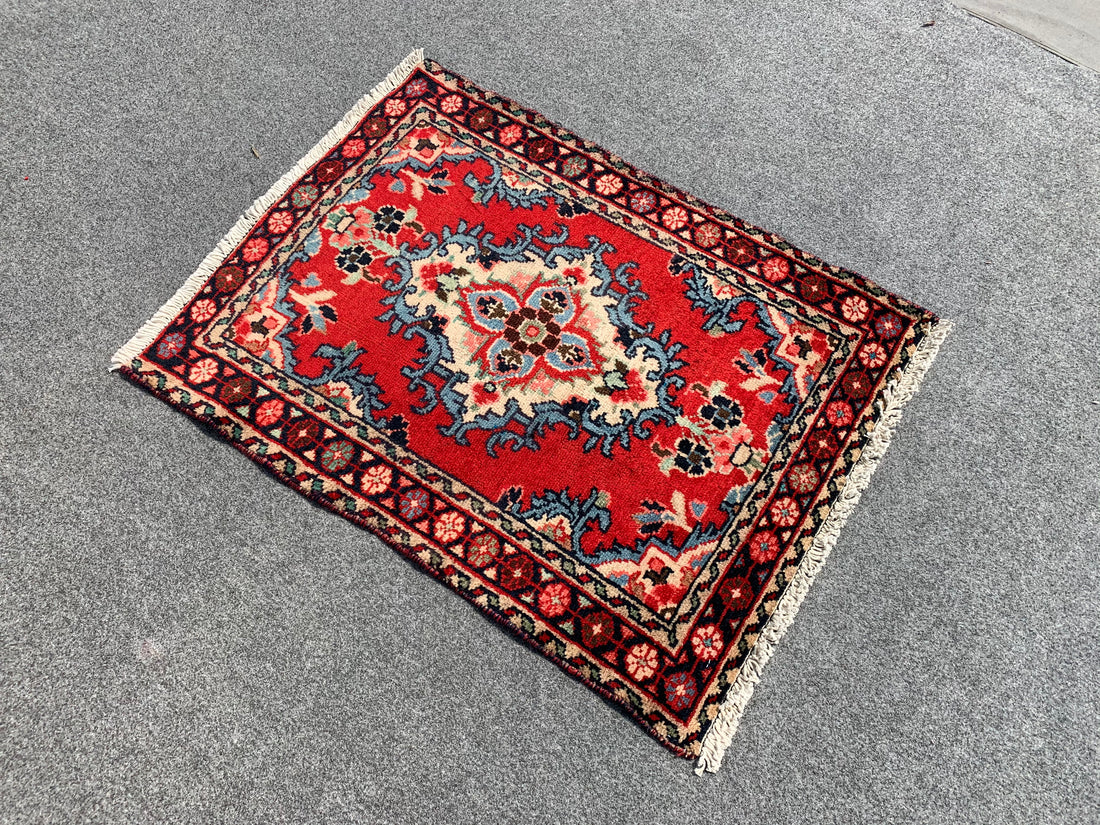 2.8' x 2.1' Ft. Authentic Persian Hamadan Hand Knotted Small Wool Area Rug BR189