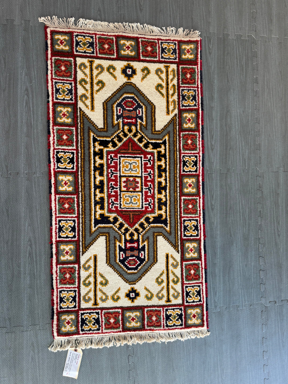 4’ x 2’ Indian Kazak Runner Hand Knotted Southwestern Design with Veg. Dyed Wool BR193