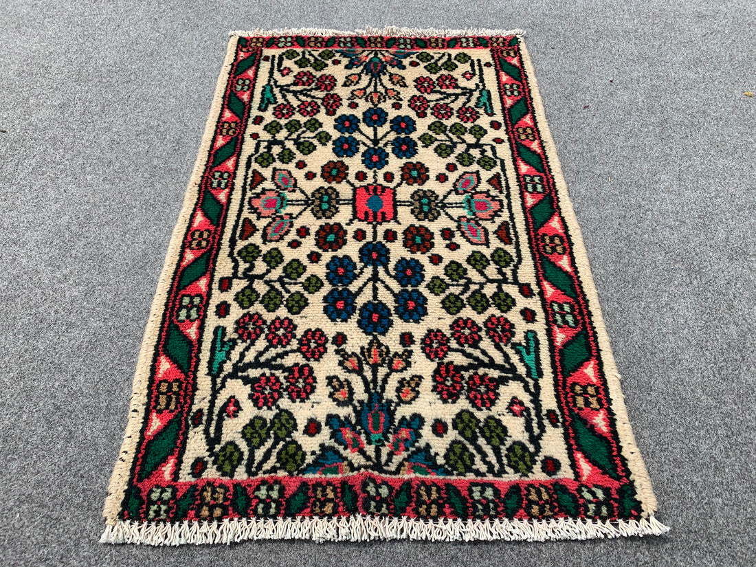 2.1' x 1.9' Ft. Authentic Persian Hamadan Hand Knotted Small Wool Area Rug BR196