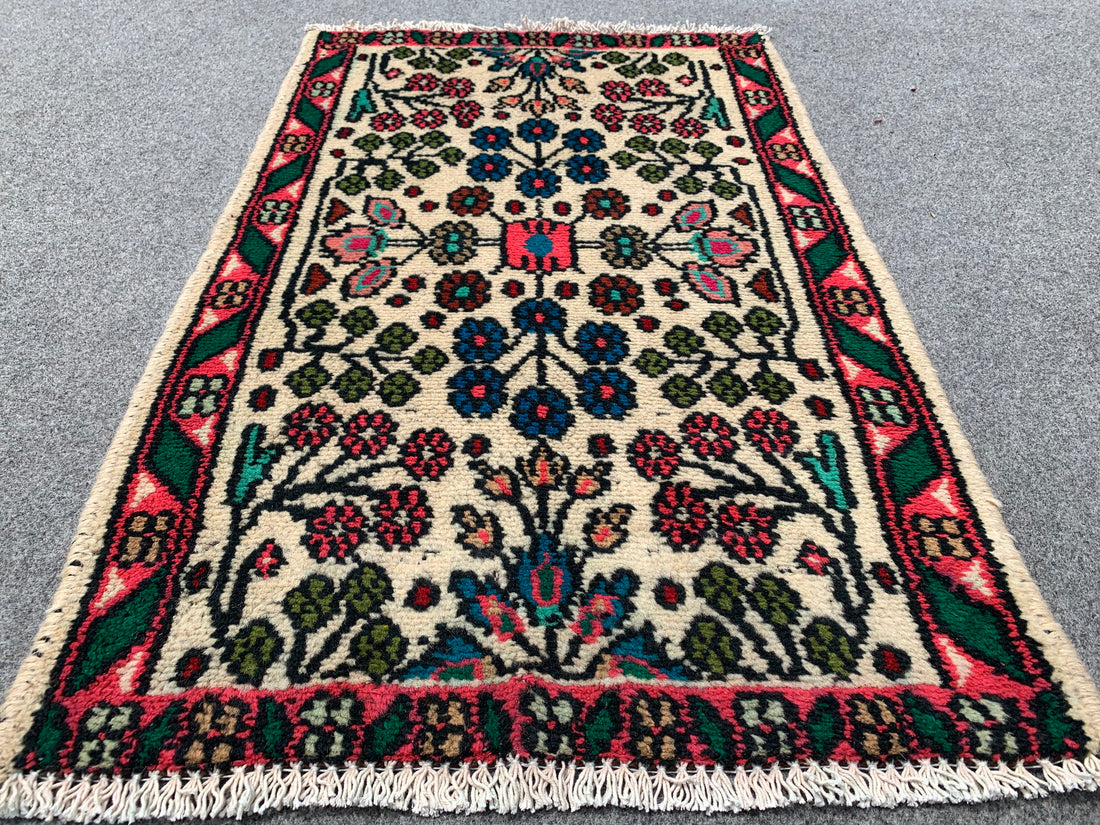 2.1' x 1.9' Ft. Authentic Persian Hamadan Hand Knotted Small Wool Area Rug BR196