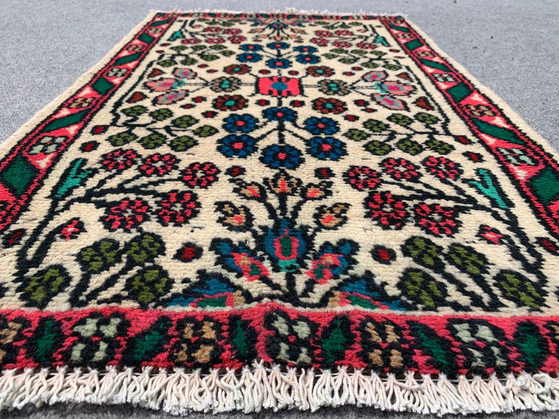 2.1' x 1.9' Ft. Authentic Persian Hamadan Hand Knotted Small Wool Area Rug BR196