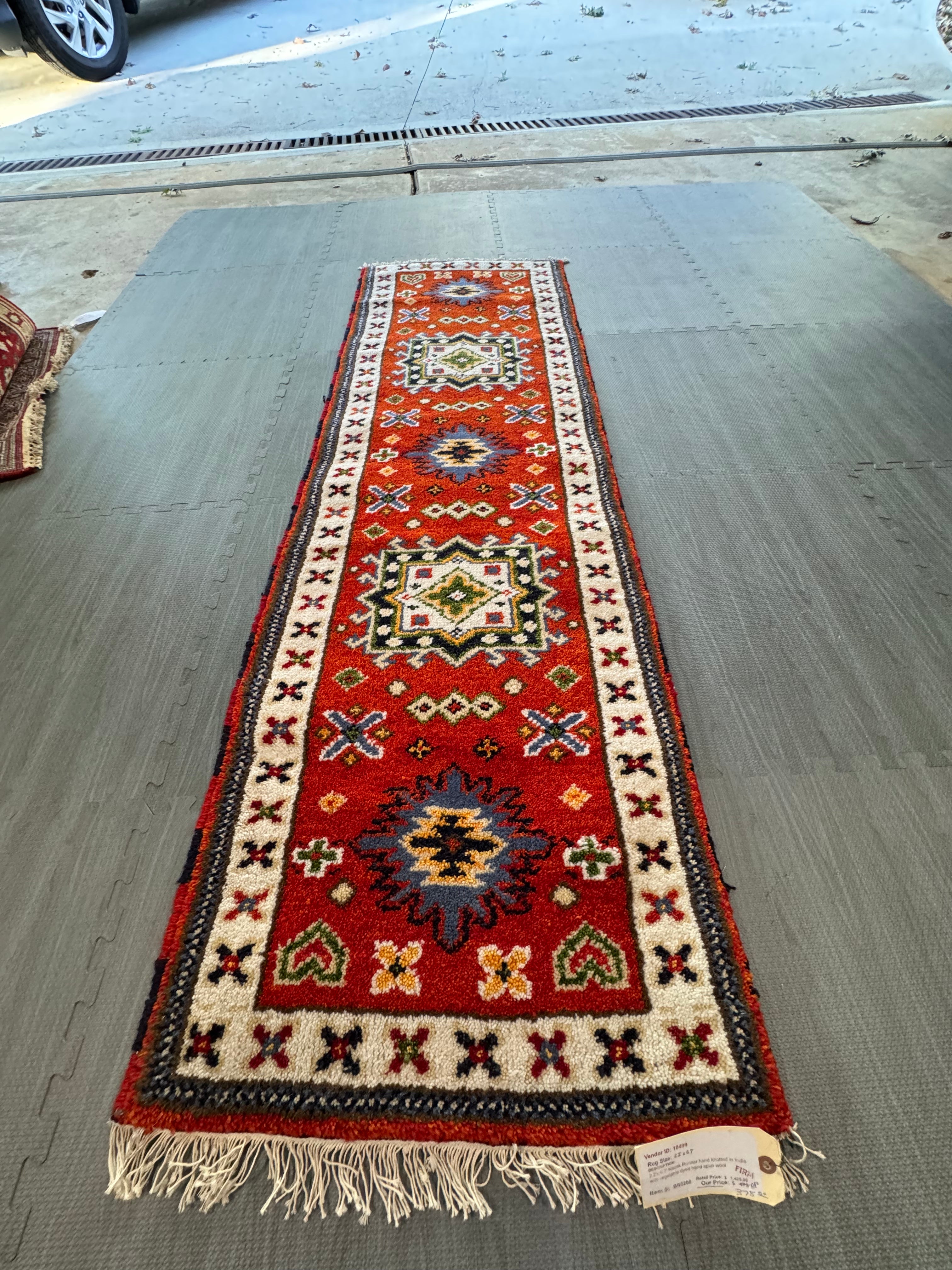 6.7' x 2.2' Ft. SouthWestern Style Kazak Runner hand knotted in India with veg. dyed wool BR0200