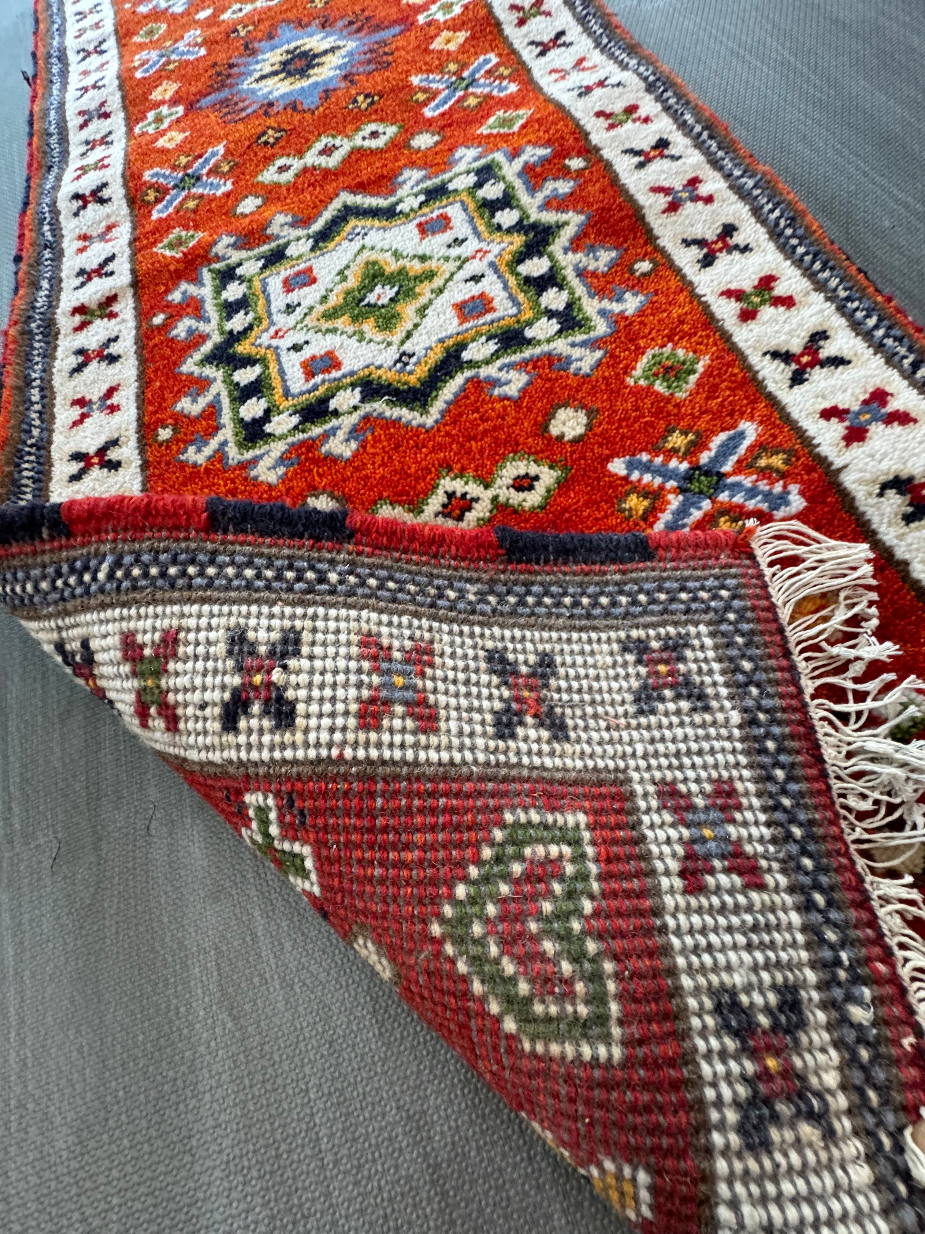 6.7' x 2.2' Ft. SouthWestern Style Kazak Runner hand knotted in India with veg. dyed wool BR0200