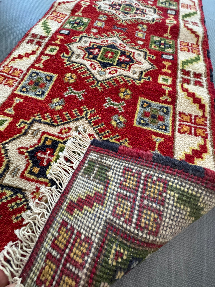 6.7' x 2.2' Ft. Kazak Runner Hand Knotted in India with Vegetable Dyed Hand Spun Wool BR201