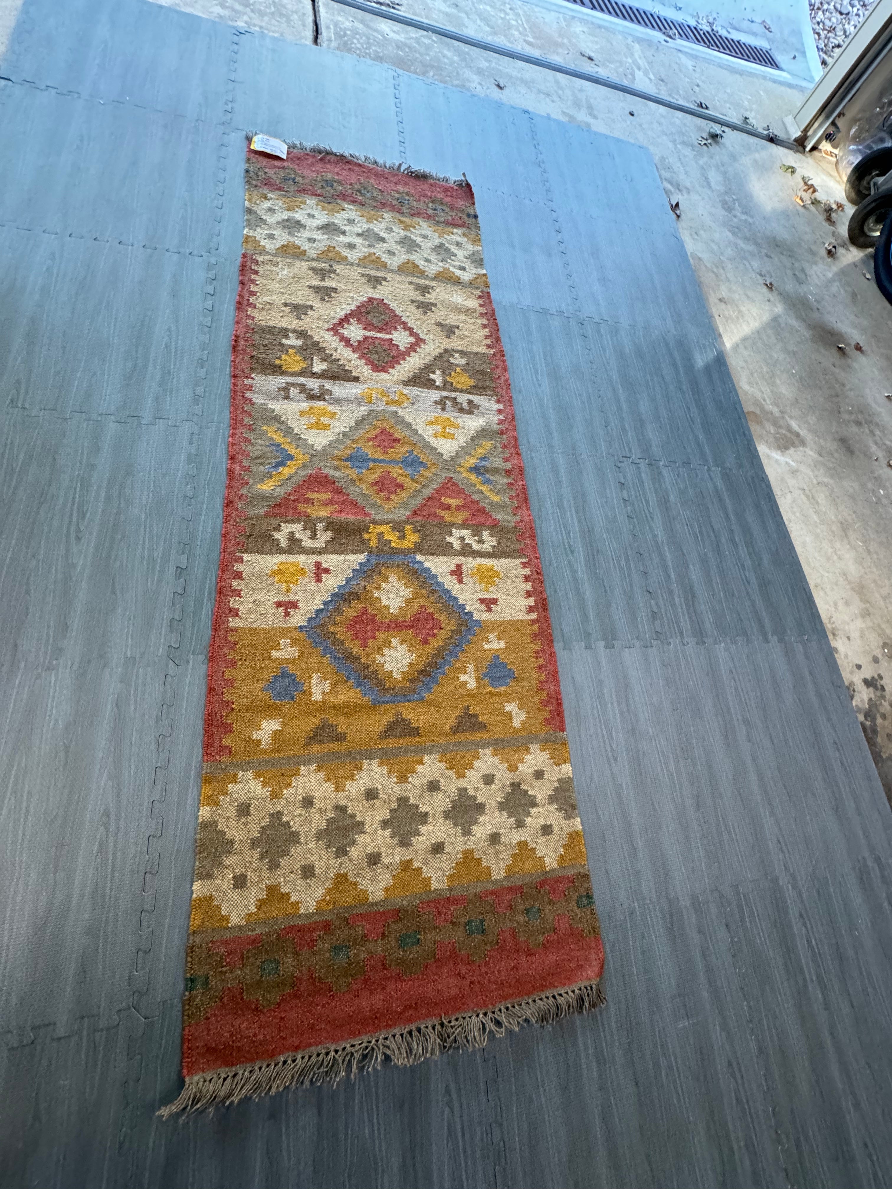 8' x 2.7' Ft. Authentic Turkish Southwestern Anatolian Flatweave Kilim Geometric Design Hand Knotted Wool Runner / Rug BR025
