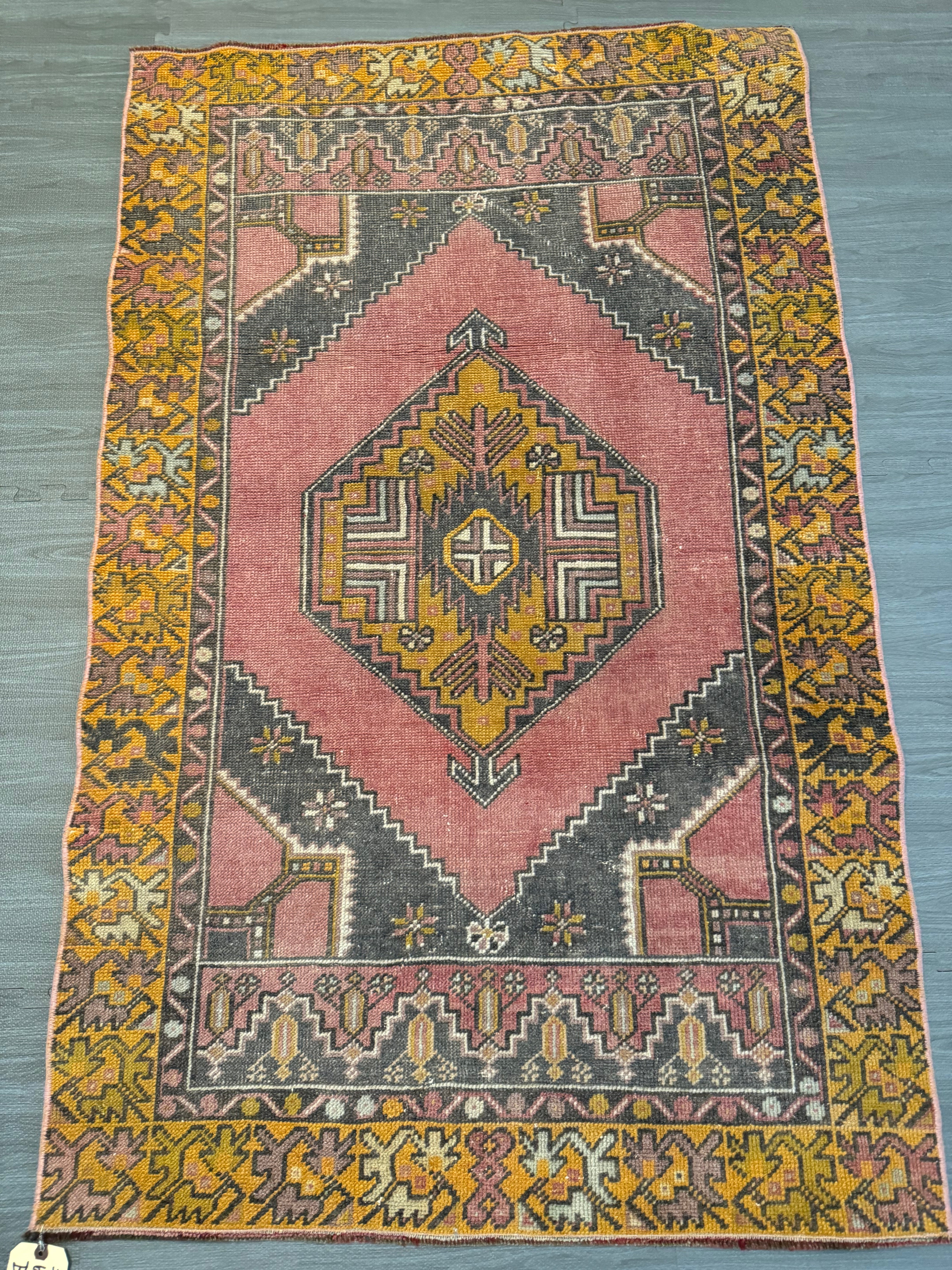 5' x 3' Authentic Vintage Turkish Geometric Anatolian Bohemian Rug BR301