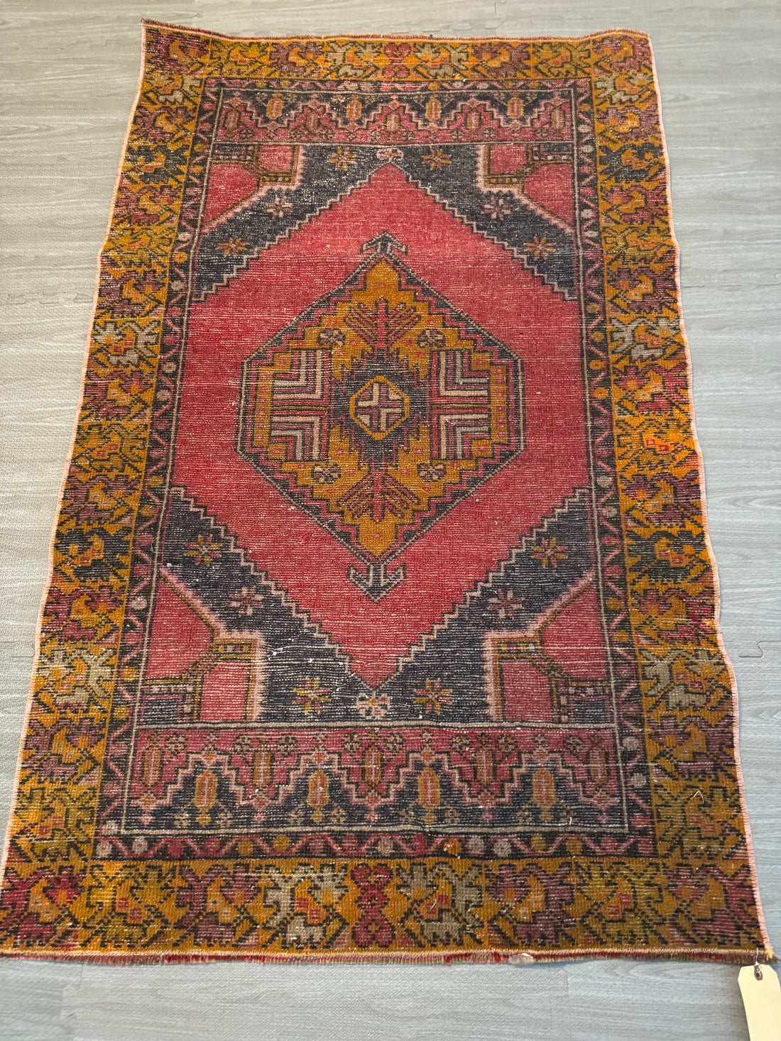 5' x 3' Authentic Vintage Turkish Geometric Anatolian Bohemian Rug BR301