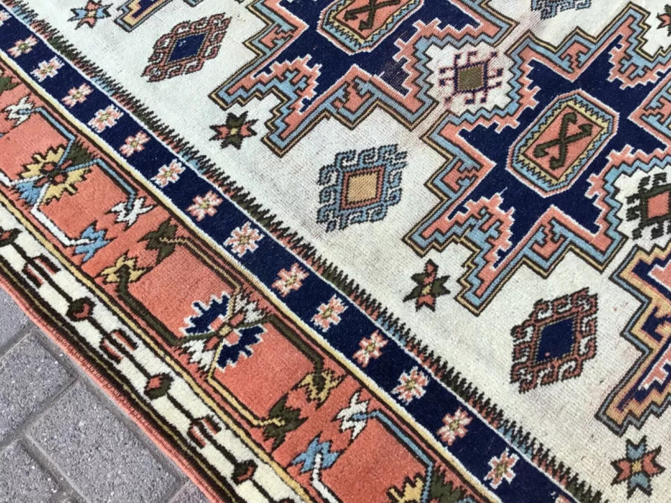 4' x 7' Authentic Vintage Turkish Kazak Tribal Hand Knotted Wool Area Rug / Carpet - BR315