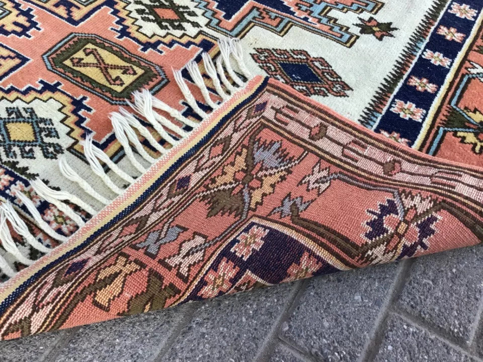 4' x 7' Authentic Vintage Turkish Kazak Tribal Hand Knotted Wool Area Rug / Carpet - BR315