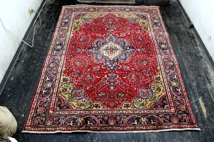 9'X12' Ft. Authentic Persian Vintage Fine Hand Knotted Tree of Life Medallion Area Rug BR317